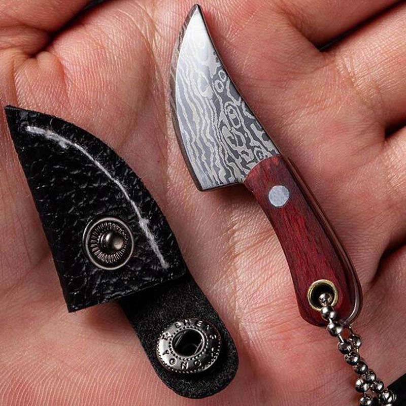 4 шт./набор карманных мини-ножей с дамасским узором для кухни, очистки, распаковки, резки, брелок, ножи, портативный брелок-подвеска