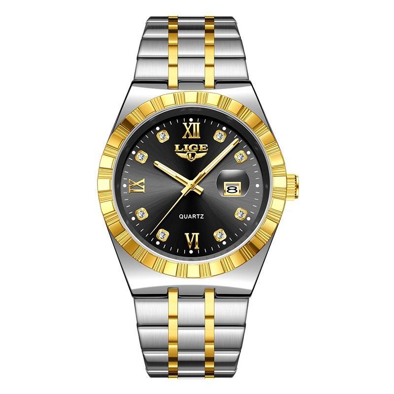 Мужские Модные Деловые Часы Мужские Спортивные Черные из Нержавеющей Стали Роскошные Светящиеся Водонепроницаемые Мужские Кварцевые Часы