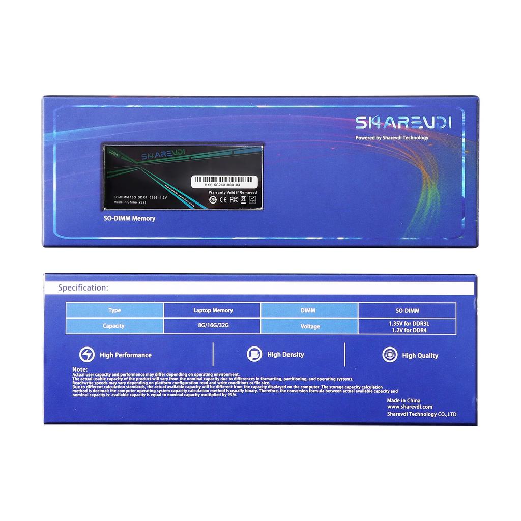 Sharevdi DDR4 PC4 19200S CL19 SODIMM 260 Pin SODIMM Ноутбук Мини Компьютер RAM Модуль хранения данных Легкое обновление 16 ГБ × 1-2666 1,2 В Non-ECC (DDR4-16 ГБ)