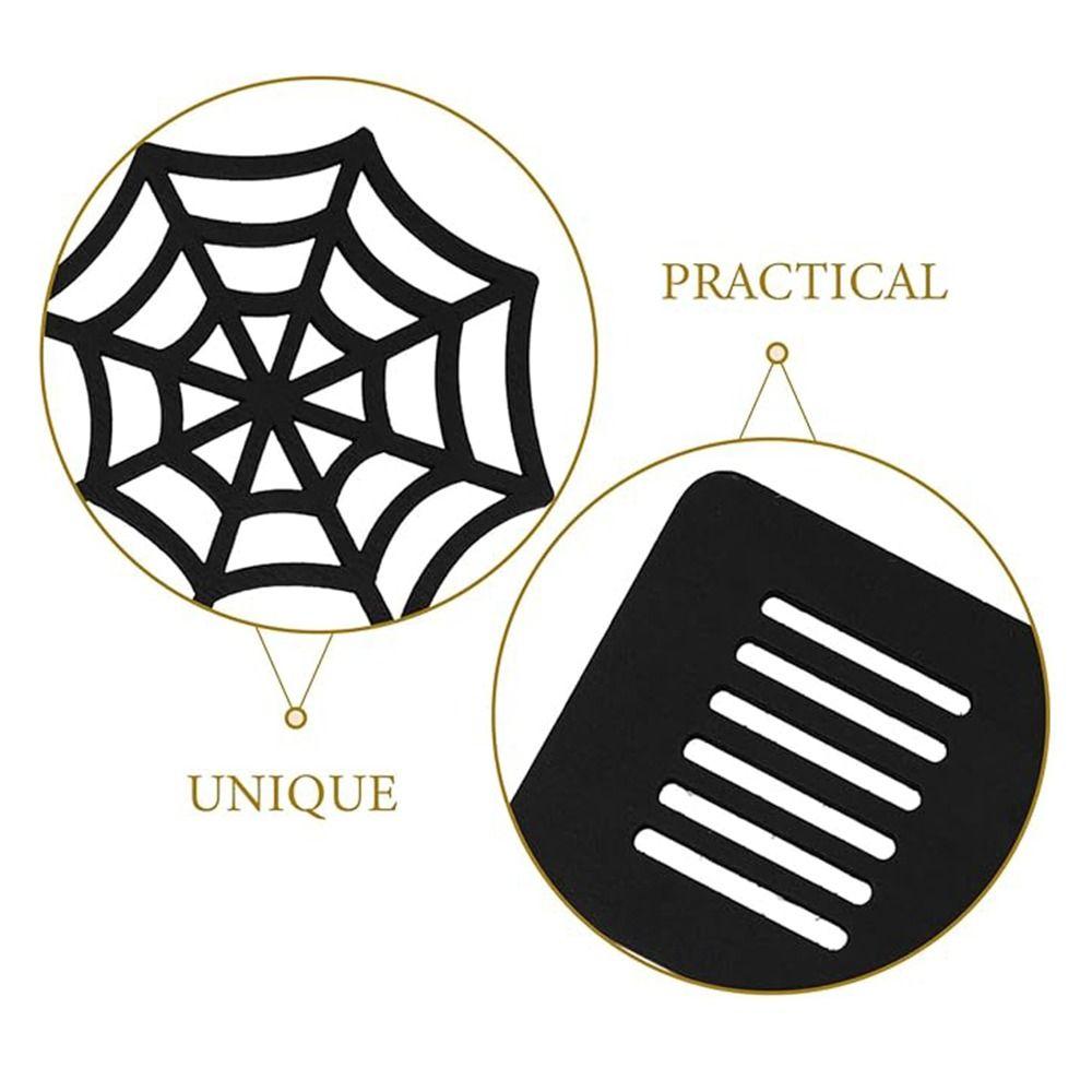 Hollow Out Halloween Place mats Wood Table Cup Mats Unique Spider Web Coasters  Home Decoration