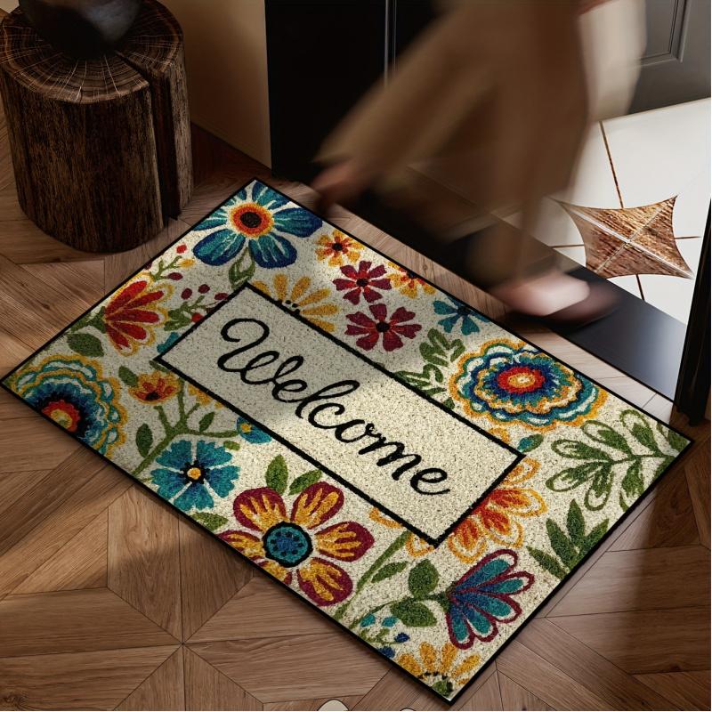VIKAMA Colourful Floral Doormat – Non-slip and Sound-absorbing Entryway Mat, Bathroom Rug, Home Interior Decoration