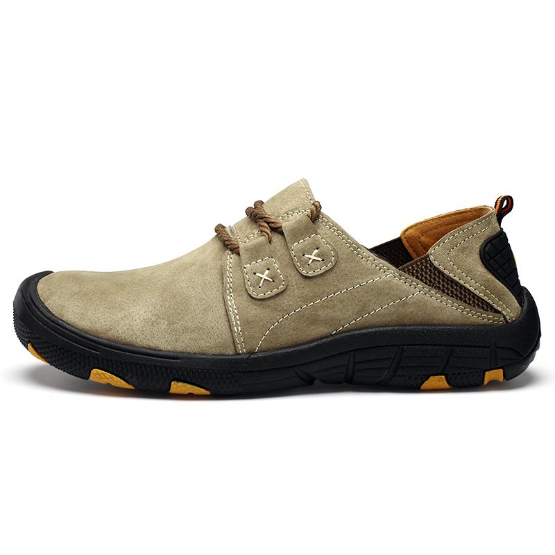 Genuine Leather Men's Hiking Shoes Casual Outdoor Trekking Walking Sneakers