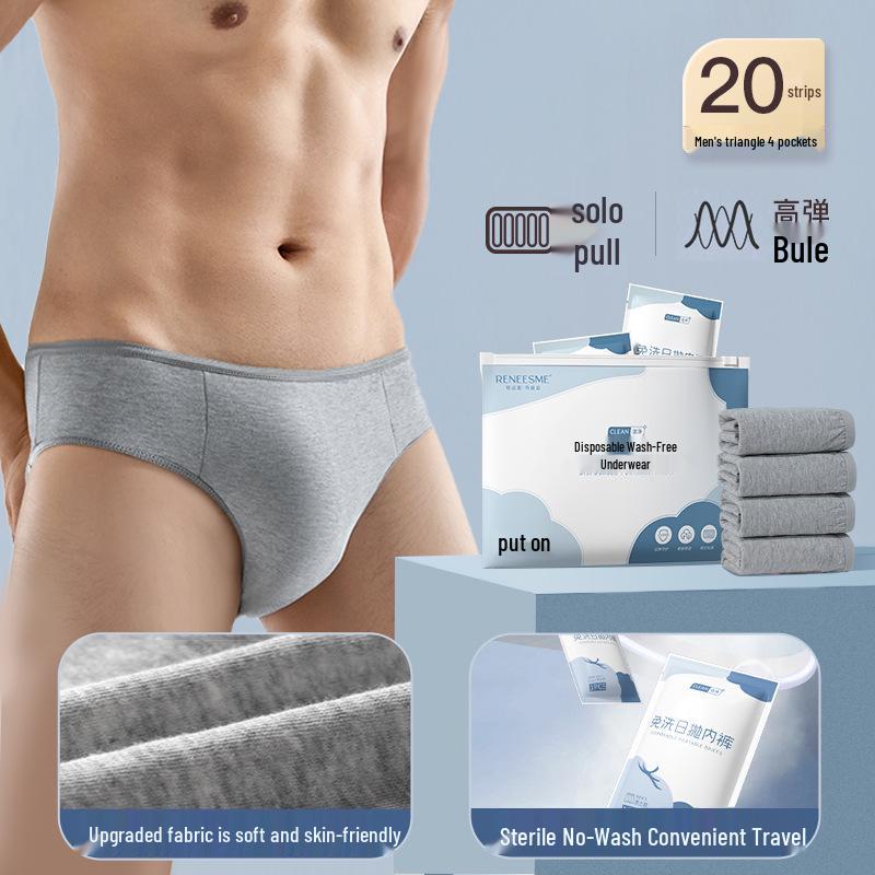 Men's Wash-Free Disposable Polyester Cotton Travel Briefs - Plus Size Four-Corner Shorts