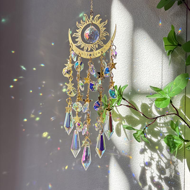 Suncatcher, Wind Chimes For Windows Hanging, Sun And Moon Sun Catcher Indoor Outdoor Home Garden Decor