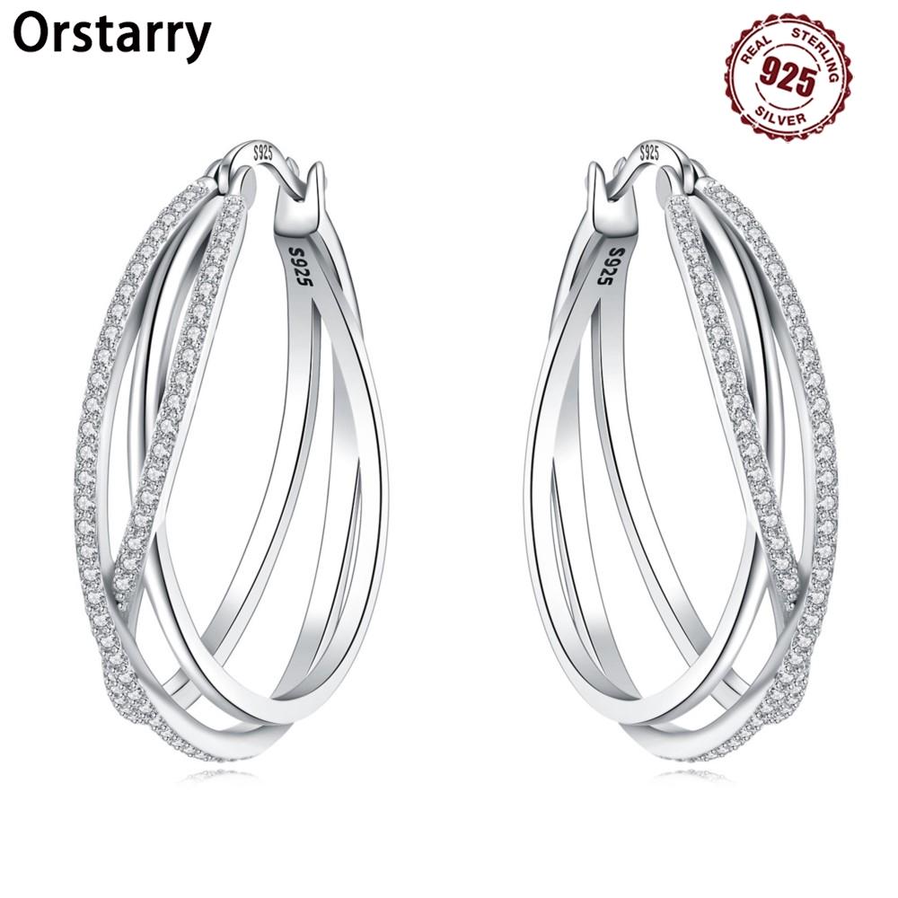 925 Sterling Silver Curve Weaving Large Circle Series Earring Jewelry Versatile Hoop Earrings for Women Jewelry Fine Gifts