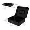 Indian Factory Metal Cash Box with Key Lock, Money and Coin Organizer for Shop, Office and Home, Black, 20D x 25W x 9H Centimeters