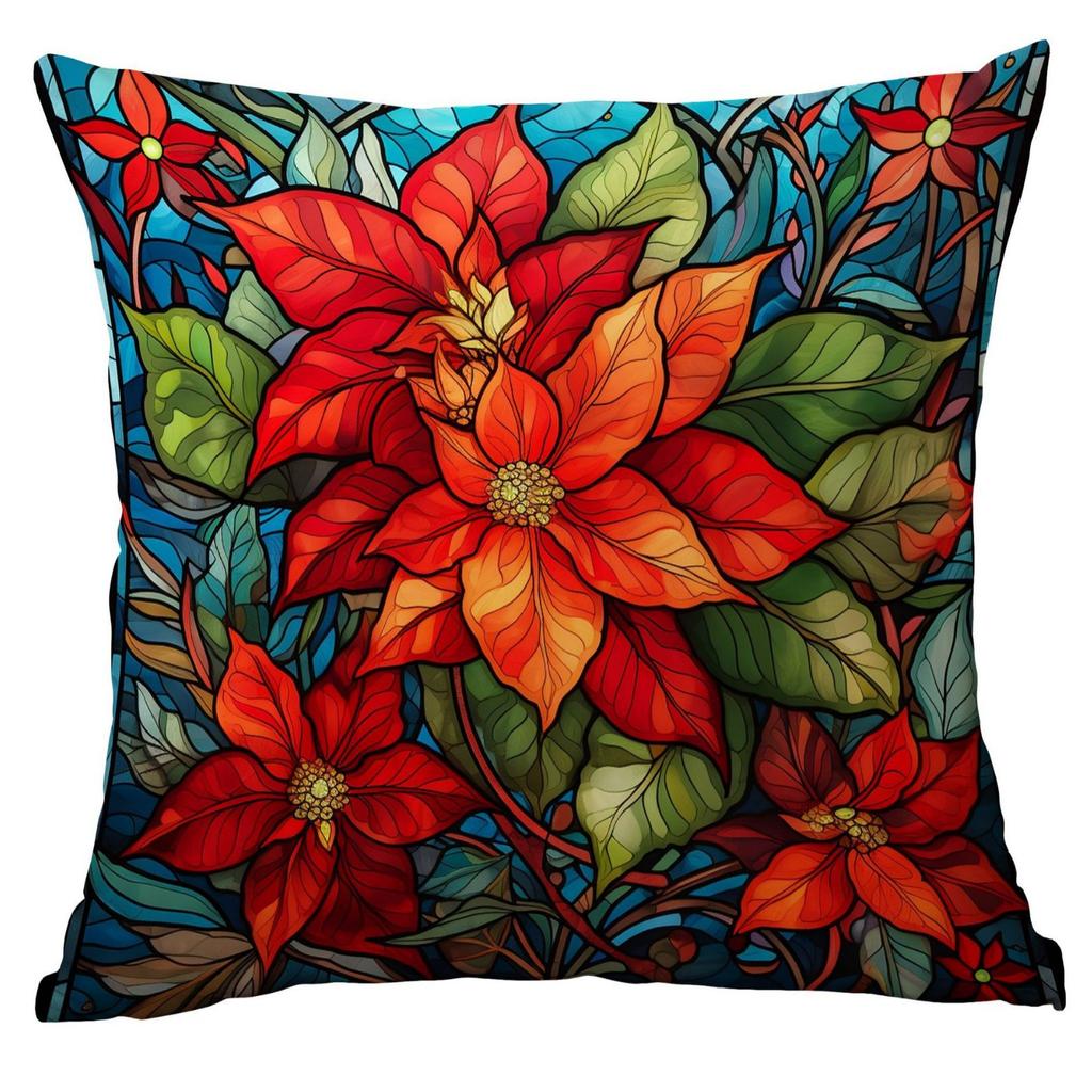 New Vintage Floral Pillowcase Creative Colored Glass Printed Home Sofa Car Cushion Pillowcase