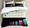 Owl Duvet Cover Bird Decor Bedding Set Printed Comforter Cover for Boys Girls Children Teens Bedroom Decor with 2 Pillow Case