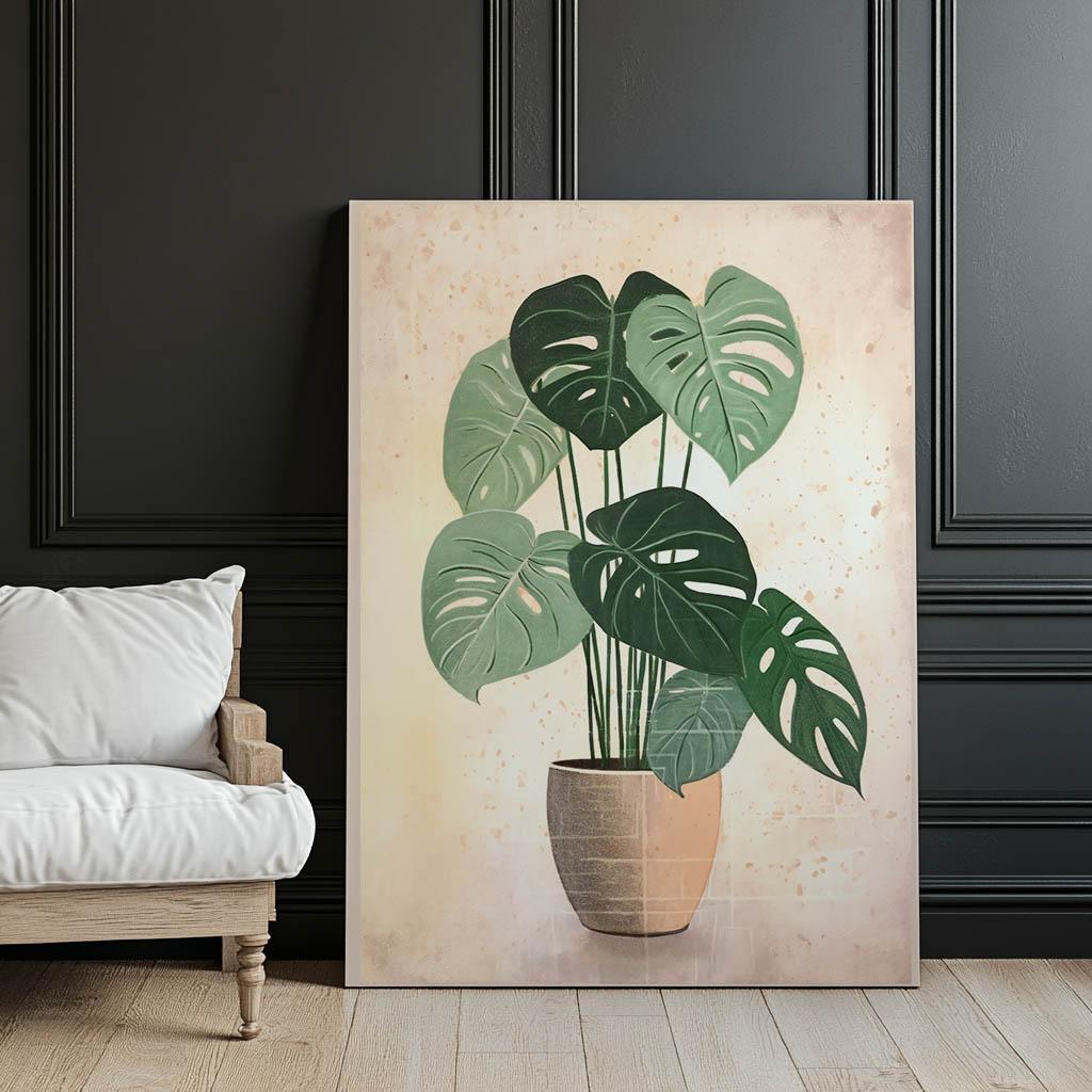 Monstera In a Pot Monstera In a Pot, 30X40 Cm, Gold Aluminum Frame, 230 Gsm Matte Paper