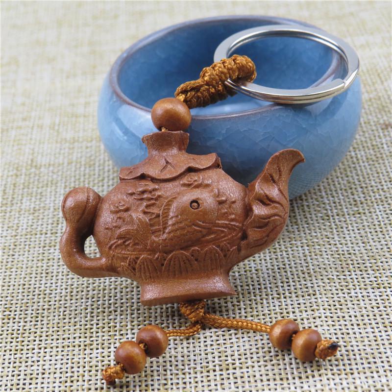 Брелок-подвеска в виде тыквы Pixiu из красного дерева с 3D-резьбой