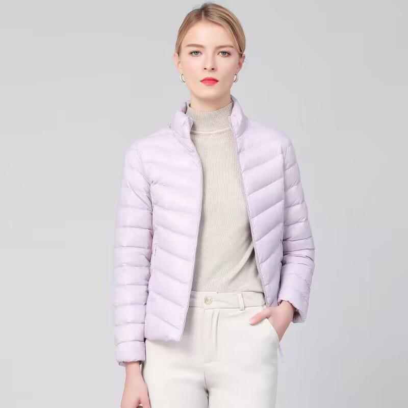 Lightweight White Duck Down Winter Women's Short Style New Solid Color Down Jacket Slim Fitting and Slim Standing Collar Lightweight Jacket Trend
