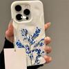 Синий цветочный узор на ветке Волнистая текстура Чехол для телефона Для iPhone 11 12 13 14 15 16 17 Pro Max 14 15 Plus 17 Air Мягкий задний чехол