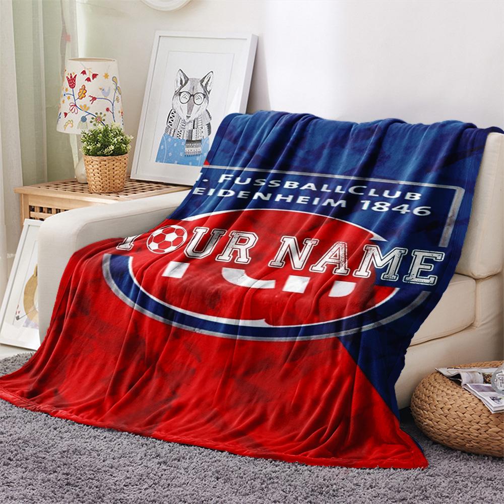 1PC Fc Heidenheim Crest Custom Name Patterned Flannel Blanket Suitable For All Seasons For Home Decor Warmth And Comfort Gifts Holiday Present