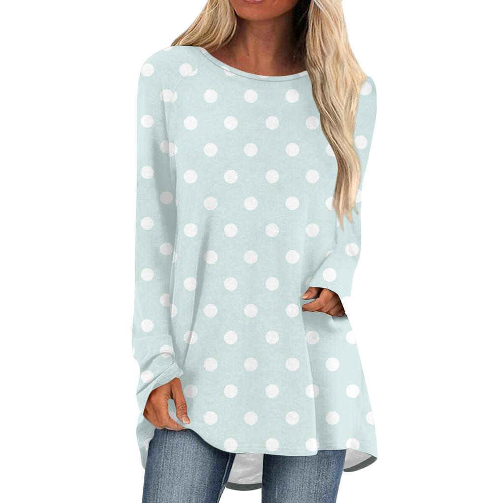 Women's Autumn And Winter Long Sleeved O-neck  Casual Long Loose T-shirt Top