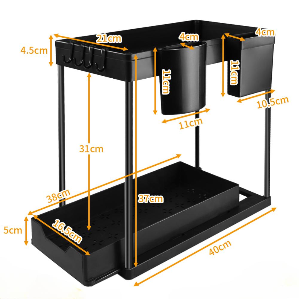 Under Sink Organizers and Storage Large Capacity Heavy Load Pull-out Under Sink Shelves with Sliding Drawer for Kitchen Bathroom