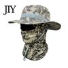 Sun Protection Hat Camouflage with Balaclava Face Mask, UV Men Wide Brim Hat, Breathable Bucket for Outdoor Fishing Hiking Cycling