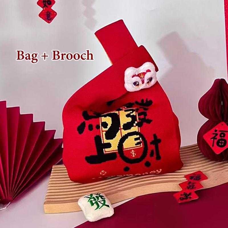 2026 Новогодний Мультяшный Талисман Пони Вязаный Подарочный Мешок Ручной Мешок для Конфет Большая Вместимость Мешок на Завязках на Запястье Милые Многоразовые Сумки для Покупок