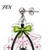 Dark Style Pendant Earrings 1 Pair Acrylic Cherry for Women, 2D Fruit Dangle Drop Trendy Aesthetic Accessories with Spider Web And Bow, Punk