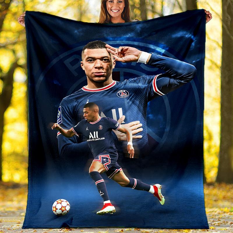 1pc Mbappe6 Theme Blanket - Digital Print, Polyester, Cozy for All Seasons, Perfect for Outdoor, and Travel