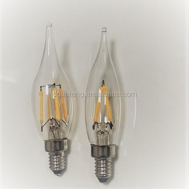 C17 C22 LED Filament Candle Bulb, 230V, 2W, 2200K, for Candlesticks, Nightlights, Pendant Lights, and Decorative Bulbs.