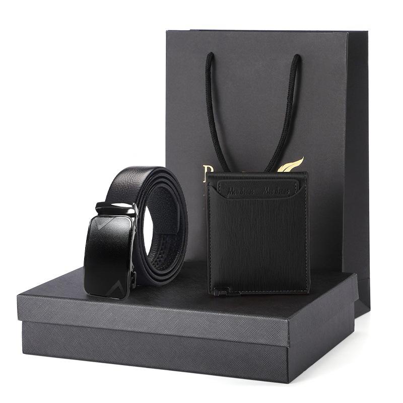 Отсутствие свиная кишка ремень кошелек подарочный набор подарочная коробка мужской кошелек из натуральной кожи короткий кошелек из коровьей кожи мужской ремень
