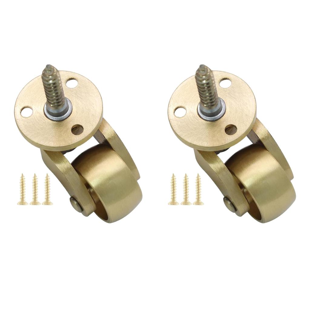 2 шт. Сверхпрочные латунные колеса-ролики с поворотом на 360 градусов, бесшумные мебельные ролики для защиты пола и ковра