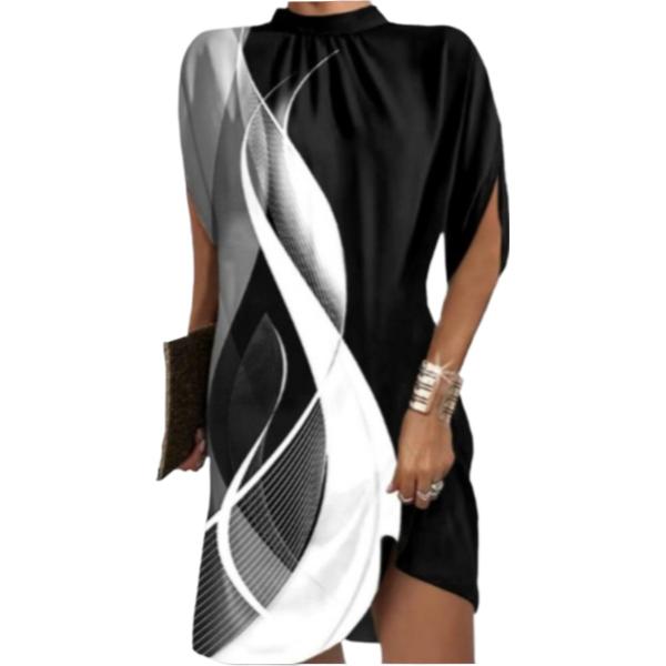 Женская мода лето весна однотонный принт короткий рукав полуводолазка повседневные платья