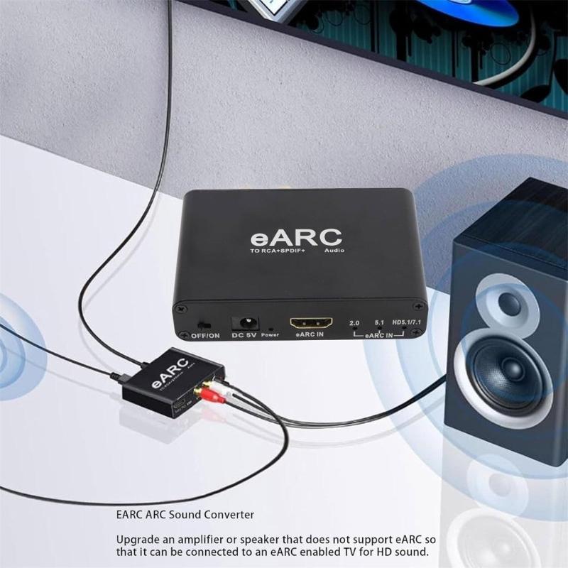 eARC Sound Extractor Adapters Converts HDTV To Opticals/3.5mm For Enhanceds Sound Systems With Volumes Control