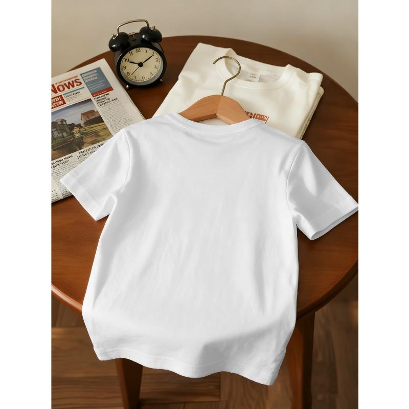 European sizes Girls' Trendy Print Round-Neck T-Shirt, Easy And Casual Short Sleeves, Perfect for Everyday Wear at Home And Outdoor Activities