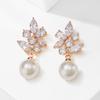 ZAKOL Brand Design Romantic Cubic Zirconia Imitation Pearl Drop Earrings Luxury Wedding Party Jewelry for Women