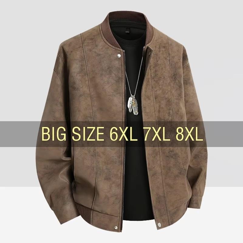 Кожаная куртка мужская замшевая куртка весенняя ветровка оверсайз 6XL 7XL 8XL большого размера уличная мотоциклетная осенняя брендовая водонепроницаемая софтшелл