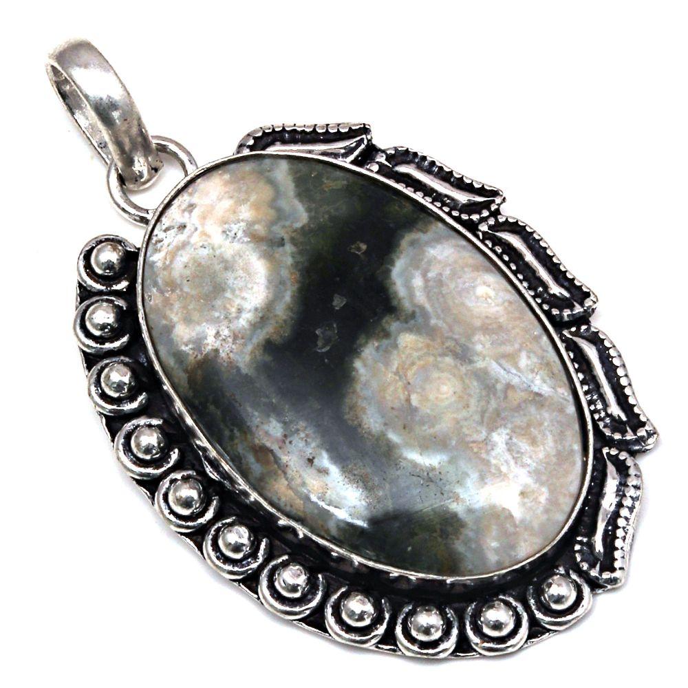 Подвеска Ocean Jasper Gemstone Подарок для нее Серебряные украшения 2"