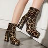 FOREADA Women Ankle Boots Square Toe Thick High Heels Zipper Mixed Colors Platform Short Boots Ladies Fashion Shoes Autumn Winter 45