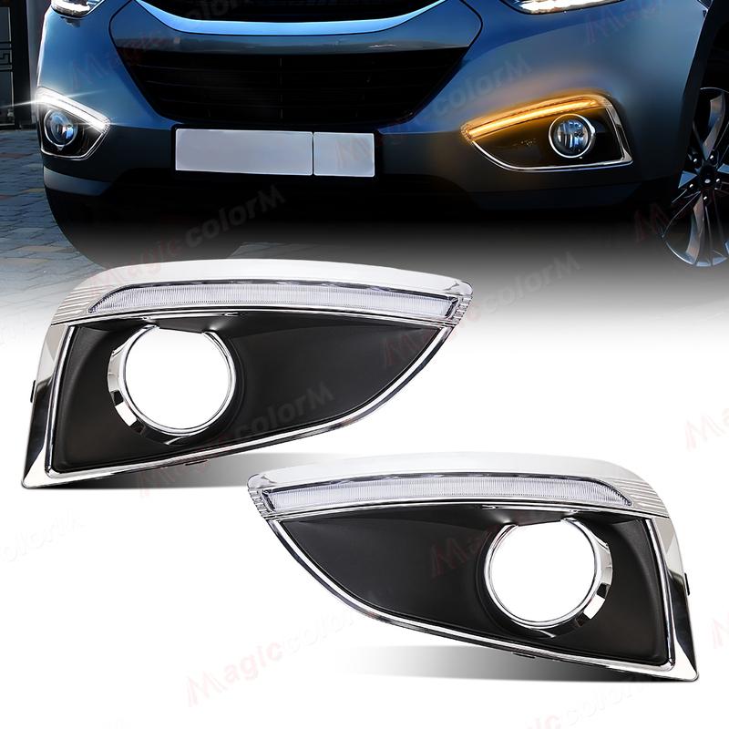 Автомобильный свет ДХО Для Hyundai IX35 2010 2011 2012 2013 Дневные ходовые огни Передний бампер Поворотник Фары Противотуманная фара 12В