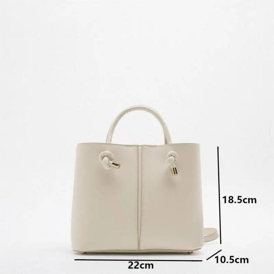 Простые женские сумки через плечо из искусственной кожи, повседневные женские сумки-ведра, однотонные, большой емкости, ручные женские сумки