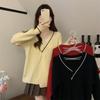 Red V-neck Senior Sense Sweater Women's New Autumn and Winter Design Sense Knitted Cardigan Coat Loose Clothes