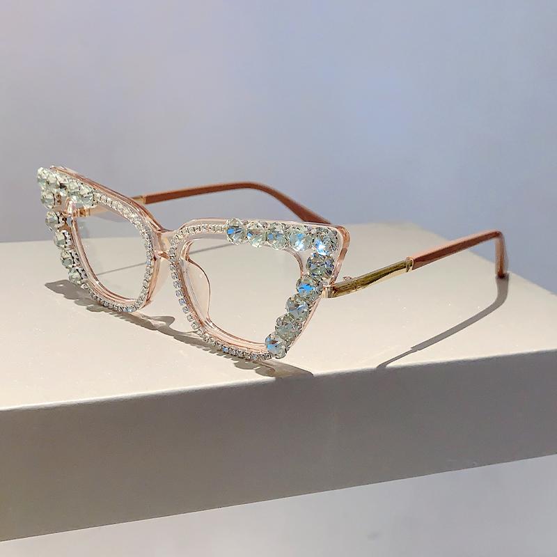 Женские очки «кошачий глаз» со стразами, стильные винтажные очки для блокировки синего света, модные оригинальные очки конфетного цвета