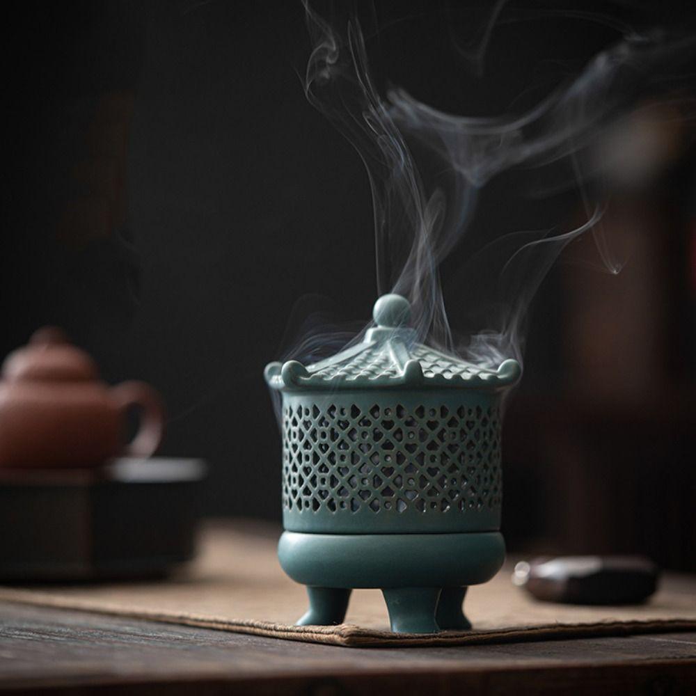 Retro Sandalwood Agarwood Stove Ceramics Incense Censer Incense Burner Camping Garden