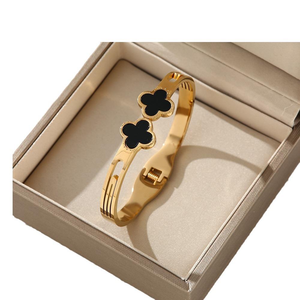 Bracelet Accessories Stainless Steel Clover Open Bangle Titanium Steel Women's High-end Lucky Grass Bracelet