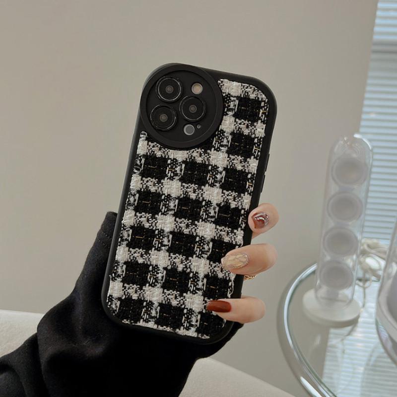 Ретро зимний тканый сетчатый тканевый плюшевый чехол для телефона для IPhone 15 14 13 12 11 Pro Max Plus твидовый силиконовый противоударный чехол