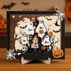 Halloween Ghost Family Sign Wooden Ghost Picture Frame Tabletop Decoration for Halloween Farmhouse Shelf Desktop Home Decor