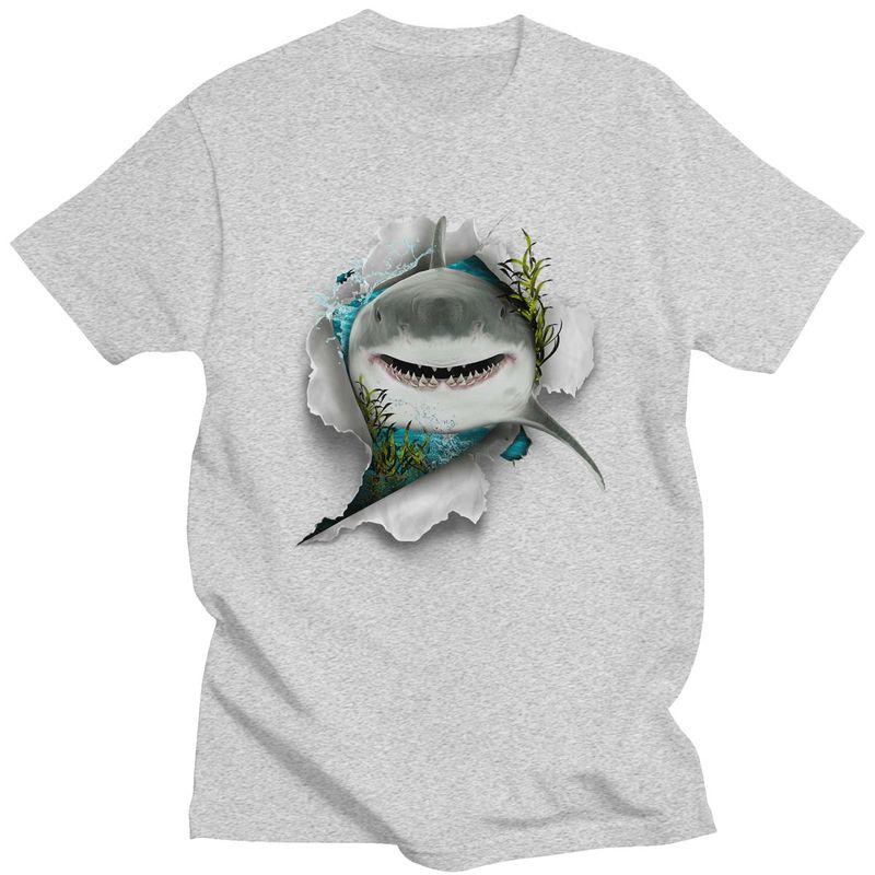 Shark Great White Shark TShirt Pure Cotton Tee Tops Streetwear O Neck Animal Lover Tshirts Casual Short Sleeve Clothing