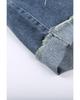 Distressed Blue Denim Shorts with Rolled Hem