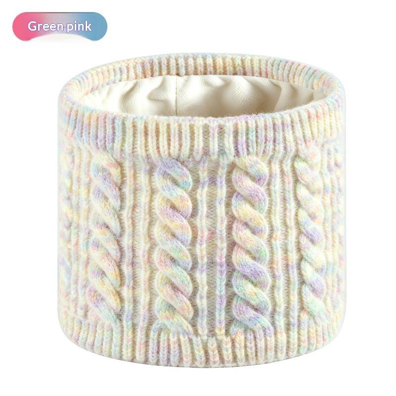 Kids Neck Warmer Thermal Fleece Lined Boys Girls Cable Knitted Neck Gaiter Outdoor Children Windproof Neck Scarf 3-8 Years Old