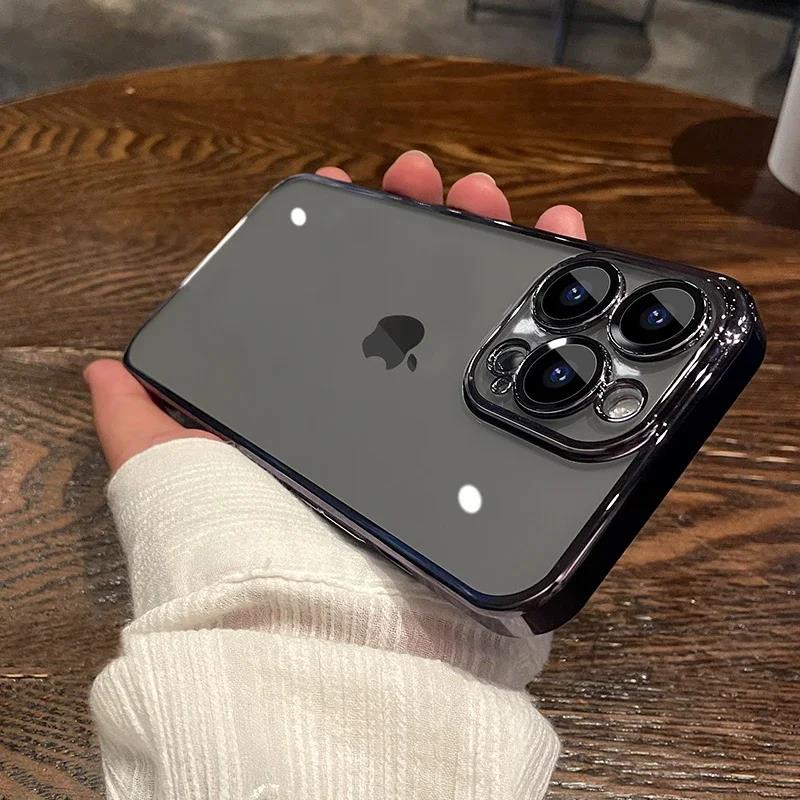 Прозрачный чехол с покрытием для iPhone 17 Air 16 1 14 13 11 12 Pro Max Plus 13 12 Mini, силиконовая накладка с защитой всей камеры