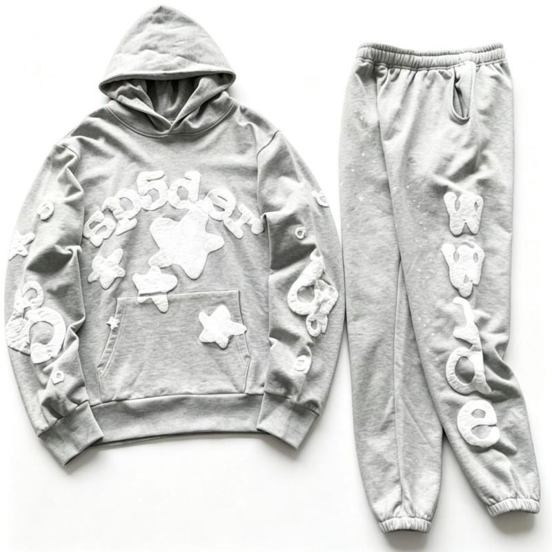 Sp5der Hooded Sweatshirt Jogger Set Unisex Streetwear Tracksuit Casual Outfit Air Layer Fabric