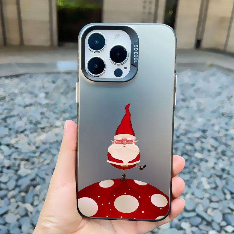 Новогодний Рождественский Чехол для Телефона Санта-Клаус для IPhone 16 15 Pro Max 14 13 12 11 Pro Max 13 Mini 15 14 Plus Милые Лазерные Задние Крышки