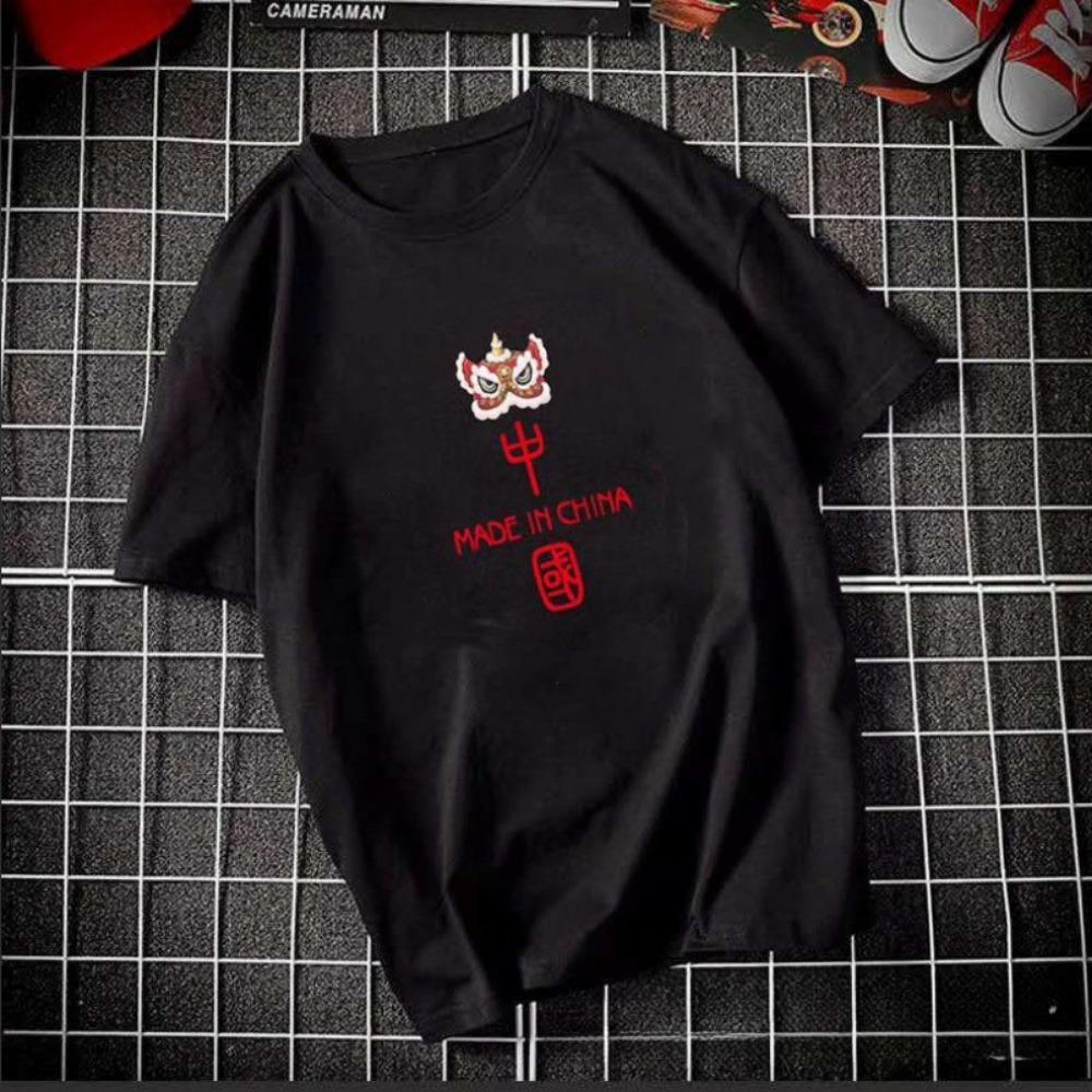 Летняя мужская и женская футболка с коротким рукавом с круглым вырезом и принтом в китайском стиле, нижняя рубашка, национальная мода