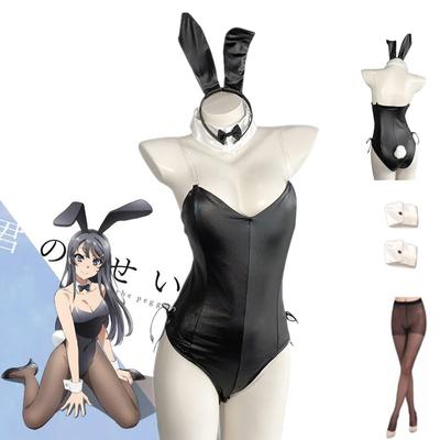 Аниме Seishun Buta Yarou wa Bunny Girl Senpai no Yume wo Minai Косплей Костюм для девочек сексуальный милый искусственный кожаный кролик Hallowe
