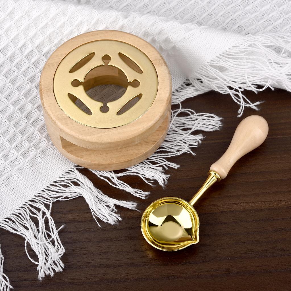 2/3Pcs Set Retro Sealing Wax Furnace Stove Pot Wood Handle Sealing Wax Spoon Wax Sealing Decorative For Candle Stamp Wax Stamp
